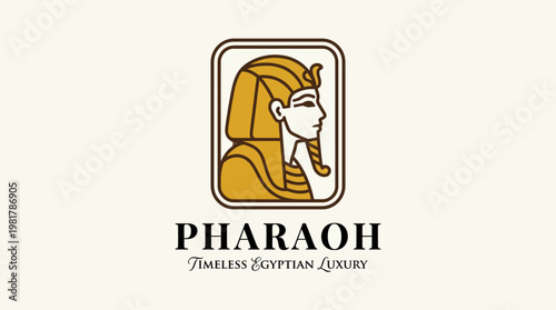 A logo representing an Egyptian Pharaoh, encapsulating a sense of timeless luxury and heritage, ideal for brands focused on authentic Egyptian artifacts or luxury accommodations.