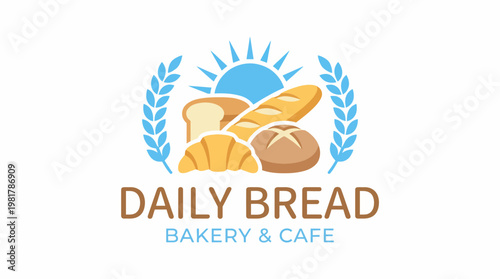 A delightful illustration of various baked goods including bread, croissants, and rolls, showcasing the warm and inviting atmosphere of a cozy bakery and café.