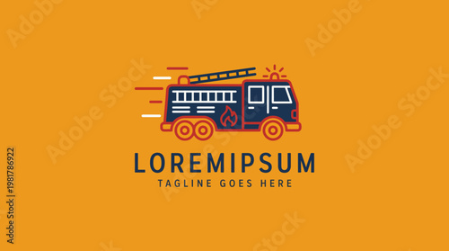 A playful and colorful illustration of a fire truck, designed with bright hues and playful elements, capturing the spirit of childhood adventure and heroism.