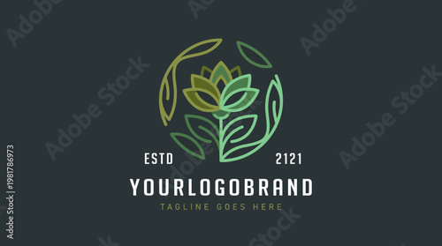 This logo features an intricate floral design combined with clean typography, representing growth, sustainability, and a modern aesthetic ideal for branding.