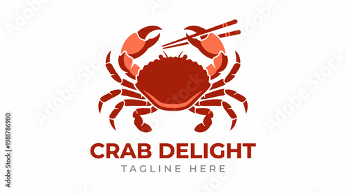 The logo showcases a vibrant crab with chopsticks, representing seafood cuisine that is both delightful and appealing to restaurant patrons and food lovers.