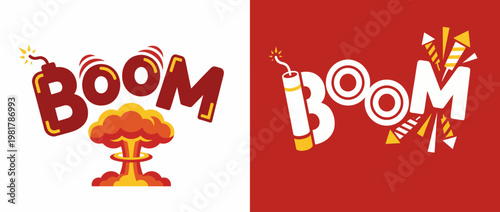 This image features a playful representation of the word 'BOOM' with vibrant colors and a comic-style explosion, suitable for creative projects or marketing advertisements.