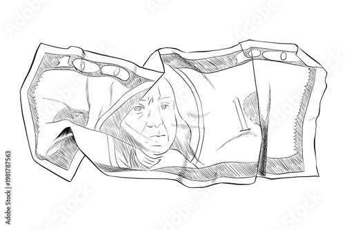 vector of dollar banknote line art