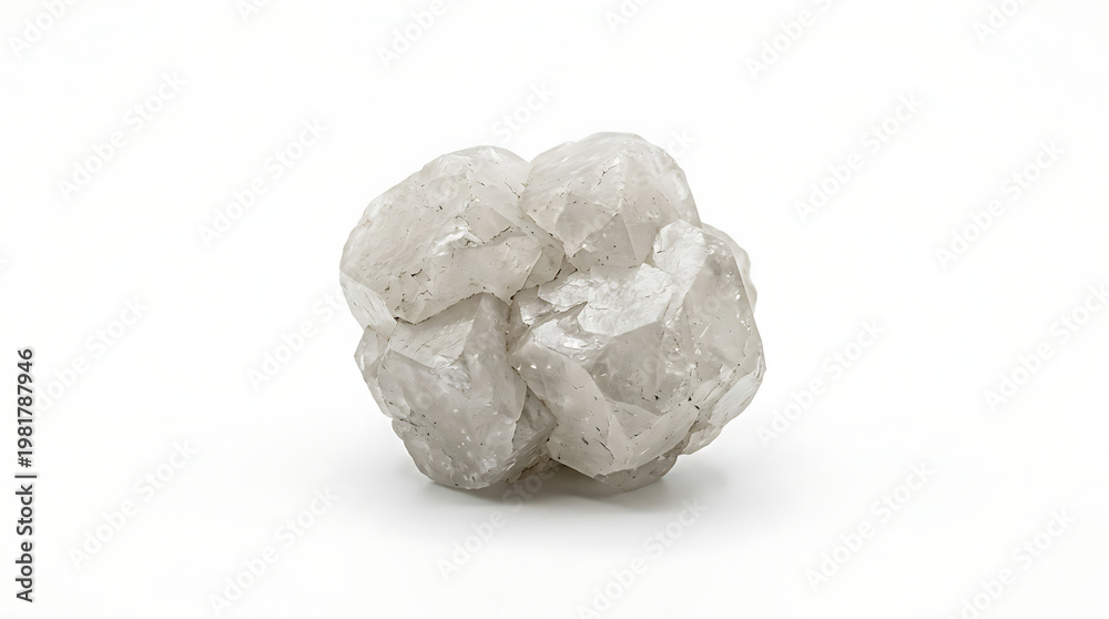 Fototapeta premium Rough textured light-colored natural mineral formation against a white background