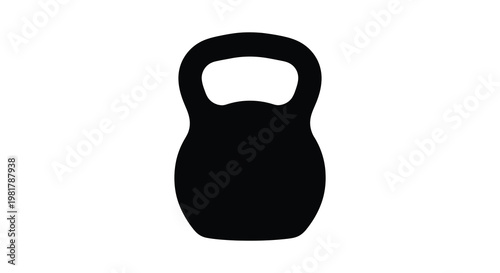 A stark black silhouette of a kettlebell representing fitness and strength silhouette
