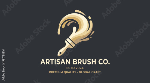 The logo for Artisan Brush Co. features a brush design representing premium quality and artistry, focusing on global craft skills and creativity in a sophisticated style.