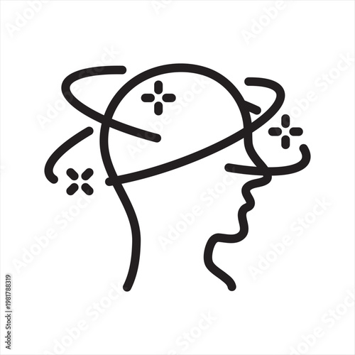 Dizziness Line Icon - Anxiety Balance Symptom