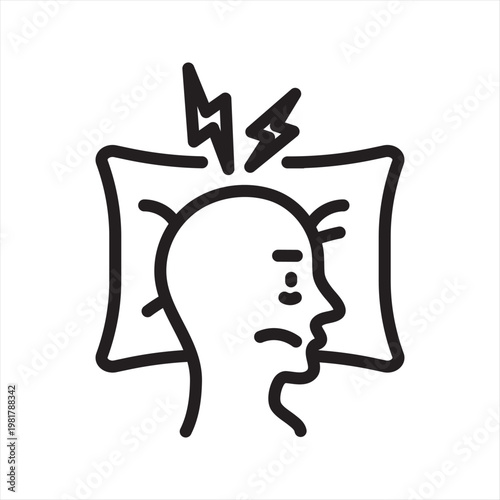 Insomnia Line Icon - Anxiety Sleep Disorder