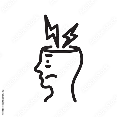 Insomnia Line Icon - Anxiety Sleep Disorder