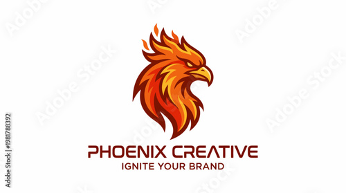 The phoenix logo represents rebirth and creativity, using fiery colors to symbolize passion and innovation, making it perfect for creative industry branding.