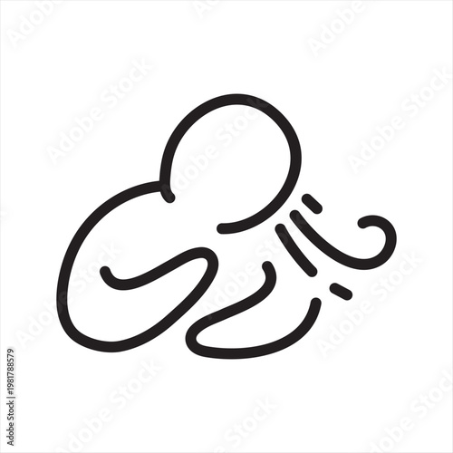 Shallow Breathing Line Icon - Anxiety Respiratory Symptom