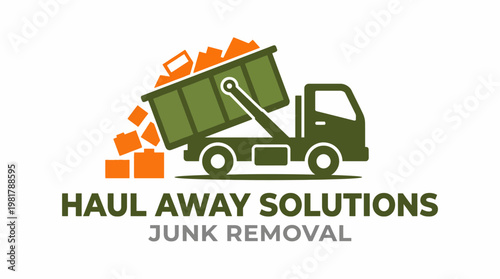 An illustration of a junk removal truck actively collecting waste, representing efficient cleaning services and the importance of decluttering and waste management.