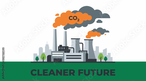 This image shows a factory emitting pollution, highlighting the issue of CO2 emissions and the urgent need for a cleaner, more sustainable future for our environment.