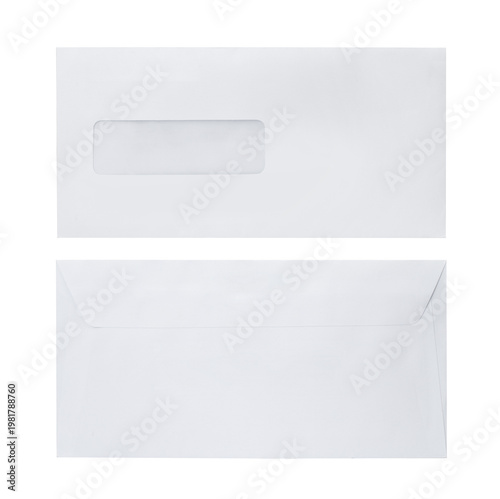 White window envelope mockup isolated on white background. 