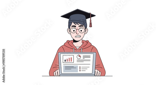 Graduate student, young adult, education icon, e-learning, business professional