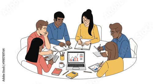 Diverse team, business meeting, people discussing, office collaboration, teamwork vector