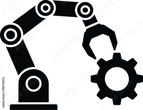 A robotic arm holding a gear