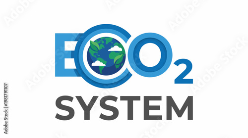 This image illustrates the concept of an eco system, featuring a globe and carbon dioxide representation, emphasizing environmental awareness and sustainability efforts.