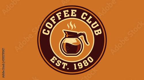 This logo design represents the Coffee Club with a classic coffee pot image, evoking the warmth and tradition of gathering for coffee since 1980.