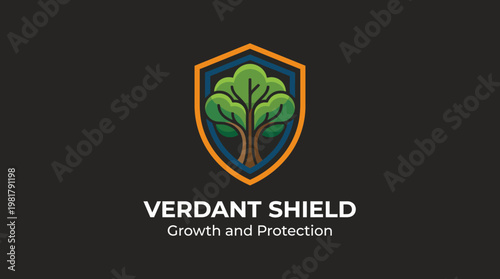 This logo design features a stylized tree encased in a shield, representing growth, protection, and sustainability in a visually appealing and impactful way for nature-focused brands.