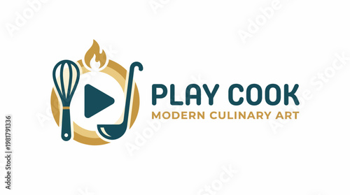 A vibrant logo featuring culinary tools, symbolizing the modern approach to food preparation and artistry, perfect for restaurants or cooking brands in need of a fresh identity.