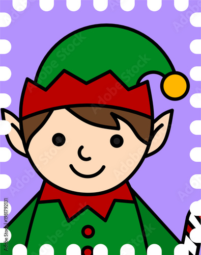 Decorative Elf Boy Graphic for Winter Digital Stationery
