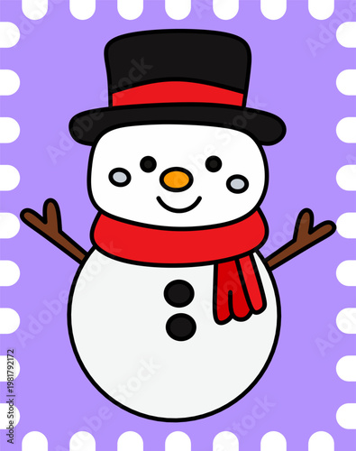 Vintage Style Christmas Postage Stamp Snowman for Junk Journals