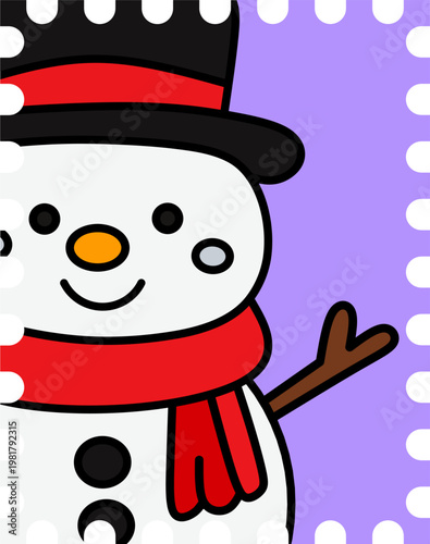 Decorative Christmas Snowman Postage Frame for Digital Planner