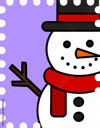 Vintage Style Christmas Postage Stamp Snowman for Junk Journals