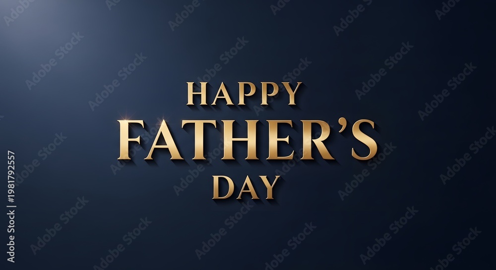 Obraz premium Happy father's day elegant gold text on dark blue background celebrate dad