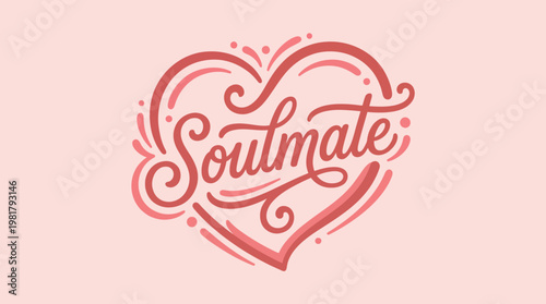A beautifully penned logo design featuring the word 'Soulmate' within a heart shape, capturing the emotion of love and connection in an artistic manner.