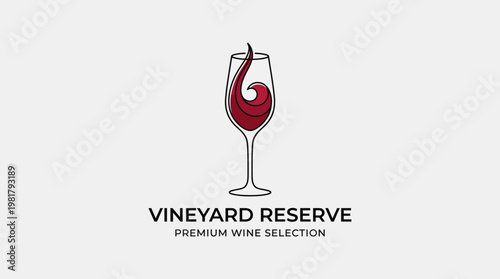 This sophisticated logo features a wine glass with a swirl, representing quality and elegance in wine selection, perfect for a premium vineyard branding.