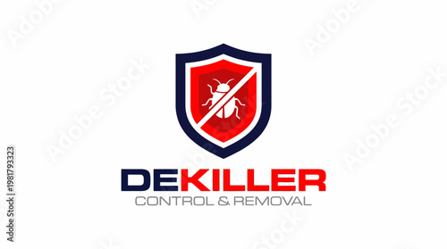 This logo design showcases a shield symbolizing protection against pests, emphasizing the importance of effective pest control and removal services for homes and businesses.