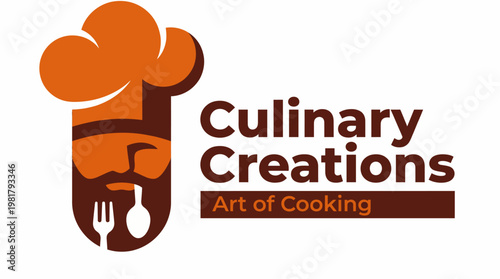 This logo design features a chef's hat and beard, reflecting culinary art. It's vibrant and captures the essence of cooking, appealing to food enthusiasts and professionals.