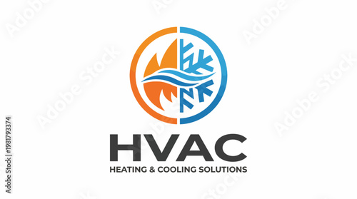 This professional HVAC logo features a clever design combining heating and cooling symbols, representing a balanced approach to temperature control and climate comfort solutions.