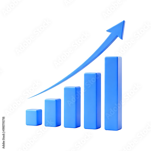 Free Download 3D Blue Bar Chart Growth With Upward Arrow Business Success Concept - GFXLoad