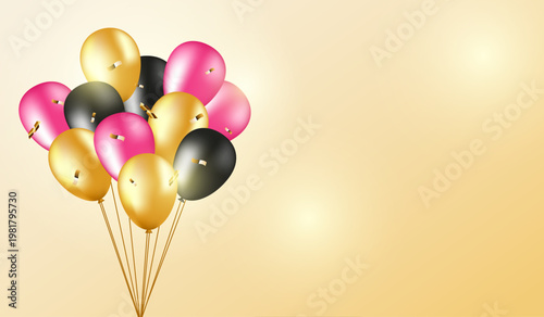 banner with festive balloons