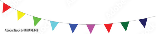 Carnival garland, Bunting flags banner, birthday party decoration isolated on transparent background. Vector illustration.