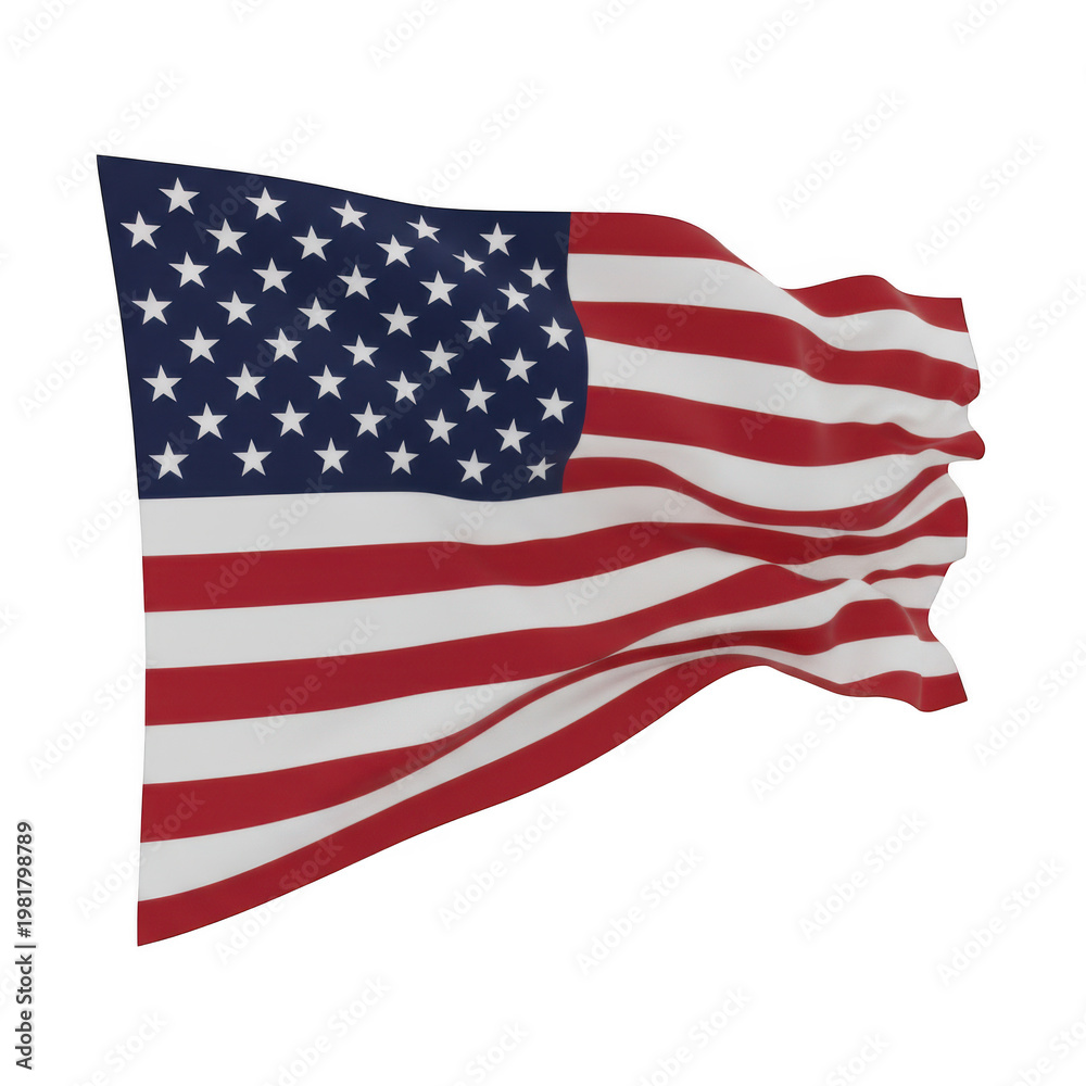 Fototapeta premium Waving united states of america flag isolated on a transparent background