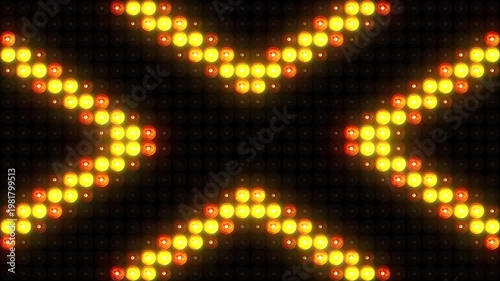 Animated glowing lamps on a large monitor