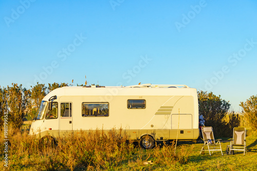 Caravan camp on nature