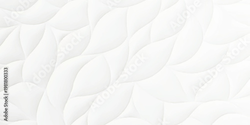 White 3D Abstract Wavy Background, Texture with Elegant Curved Petal Shapes