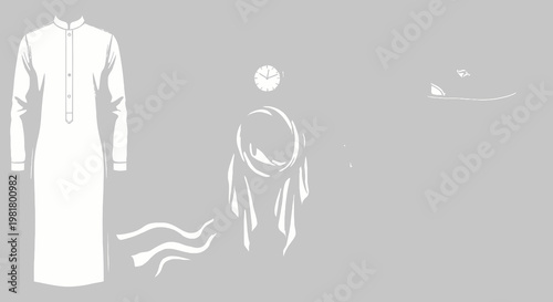 Modern Men's Muslim Fashion and Accessories with Patterned Vest Set