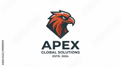 This logo features a fierce eagle representing strength and vision for Apex Global Solutions, combining professionalism with a modern design aesthetic for 2024.