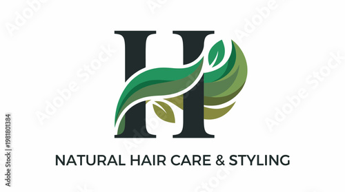 This logo for a natural hair care and styling brand features elegant leaves, symbolizing organic beauty and health for hair with a fresh and modern design approach.