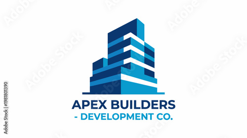 This sleek and modern logo represents a construction firm, featuring a blue geometric design that symbolizes strength, professionalism, and innovation in building.