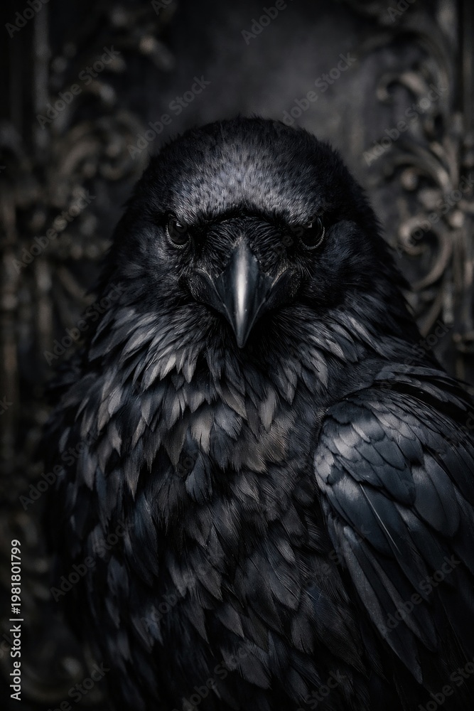 Fototapeta premium Majestic raven with intricate details.