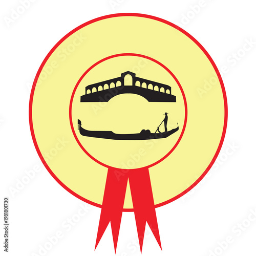 Gondolier's hat with red ribbons. Top view.