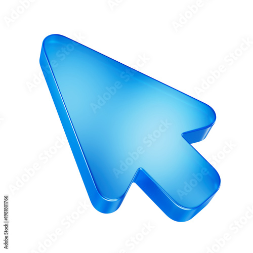 Cuadro en lienzo Blue mouse cursor arrow 3D icon. Glass cursor icon.
