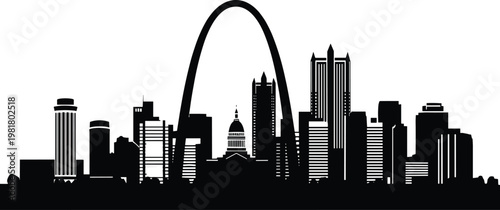 Obraz na płótnie St Louis Missouri City Skyline Silhouette Featuring Gateway Arch Landmark and Ur